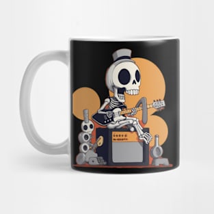 A Skeleton Playing An Electric Guitar Mug